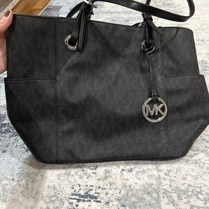 Michael Kors Black and Silver Jet set Signature Handbag